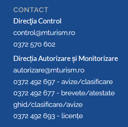 Contact Direcția Autorizare și Monitorizare Turism